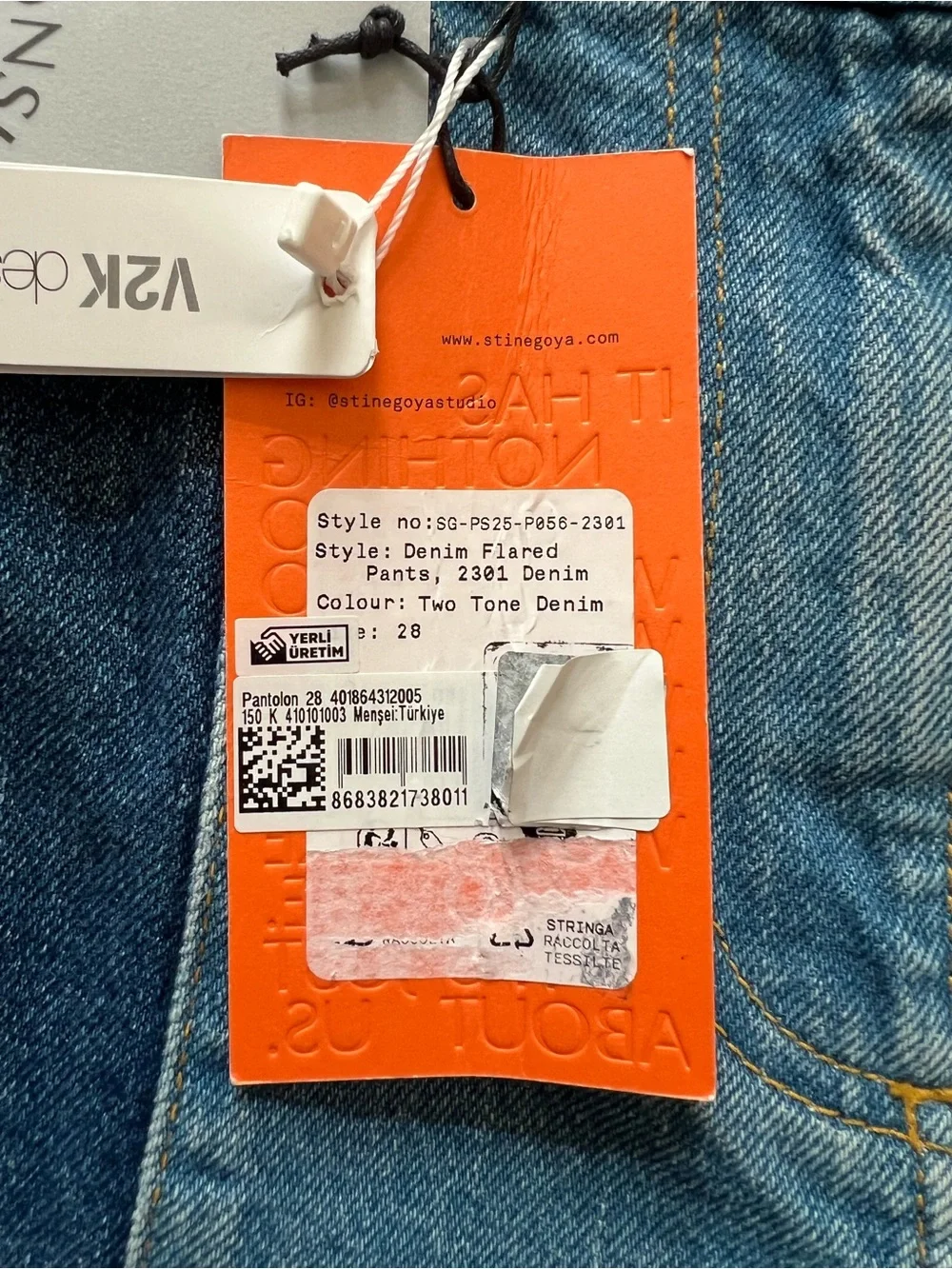 Stine Goya Women’s High Rise Two Tone Flared Split Wash Jeans Size 28 NWT
